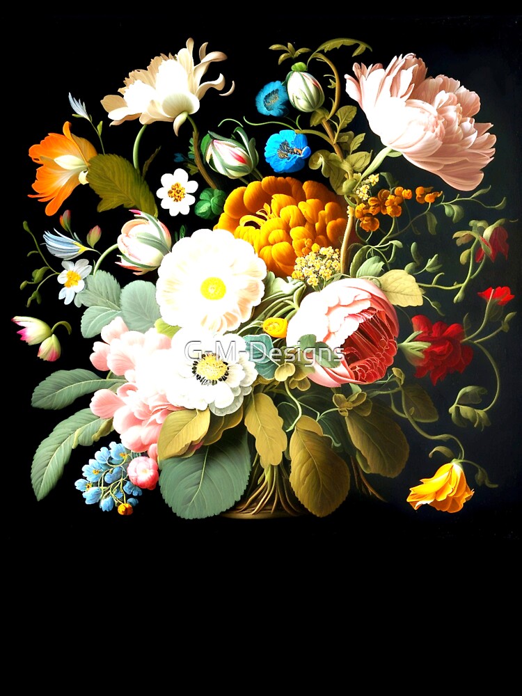 Lush bouquet of flowers in the style of Flemish old masters fashionable stylish New Look by G-M-Designs