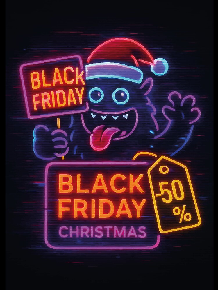 Retro Neon Black Friday Sale with Glitch Effect – Cyberpunk Style Poster by CheriTanya