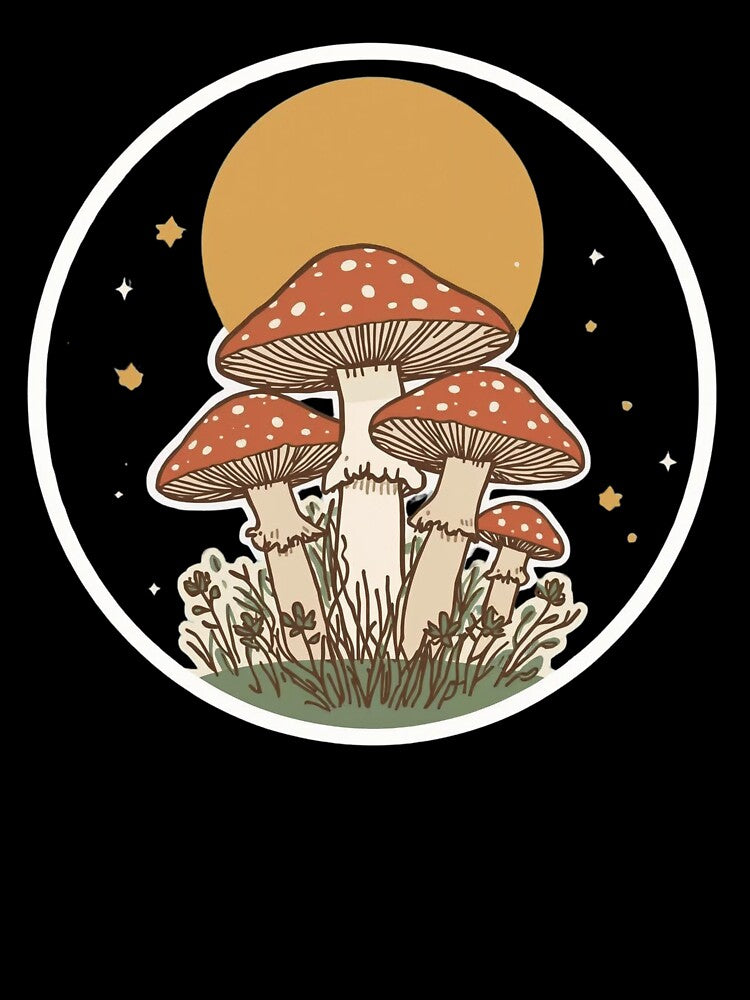 Retro Toadstool Meadow: A Muted Palette Nature Illustration by The Daily Palette