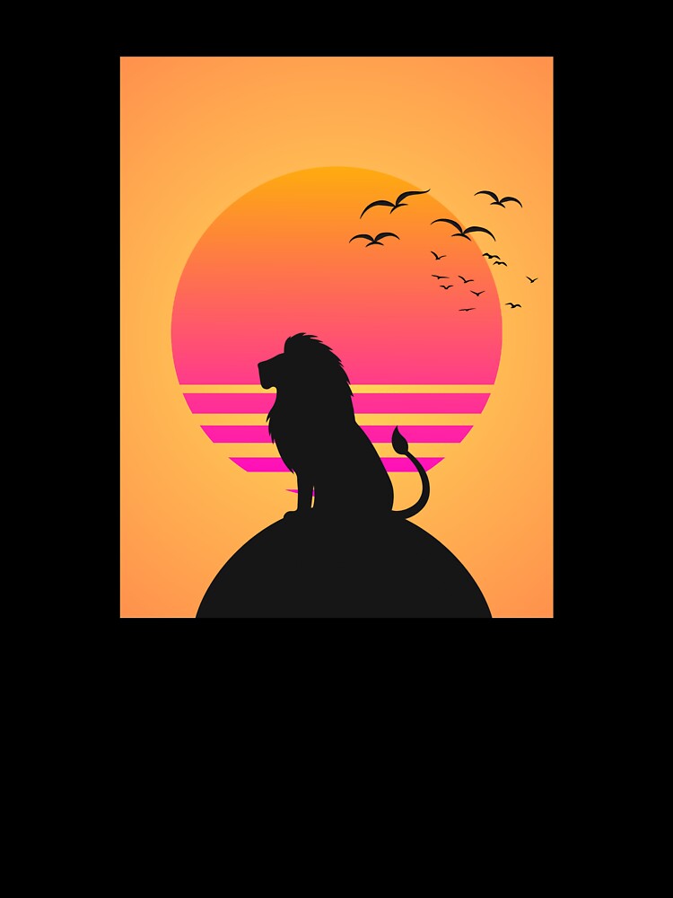 Retro Lion Sunset Silhouette | Vintage Wildlife Design by LeonixPrint