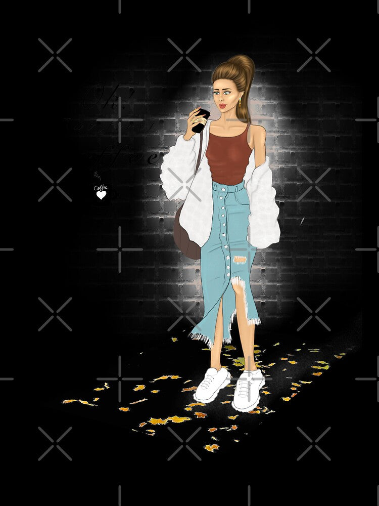 Autumn fashion girl coffee first illustration by Imanitasong