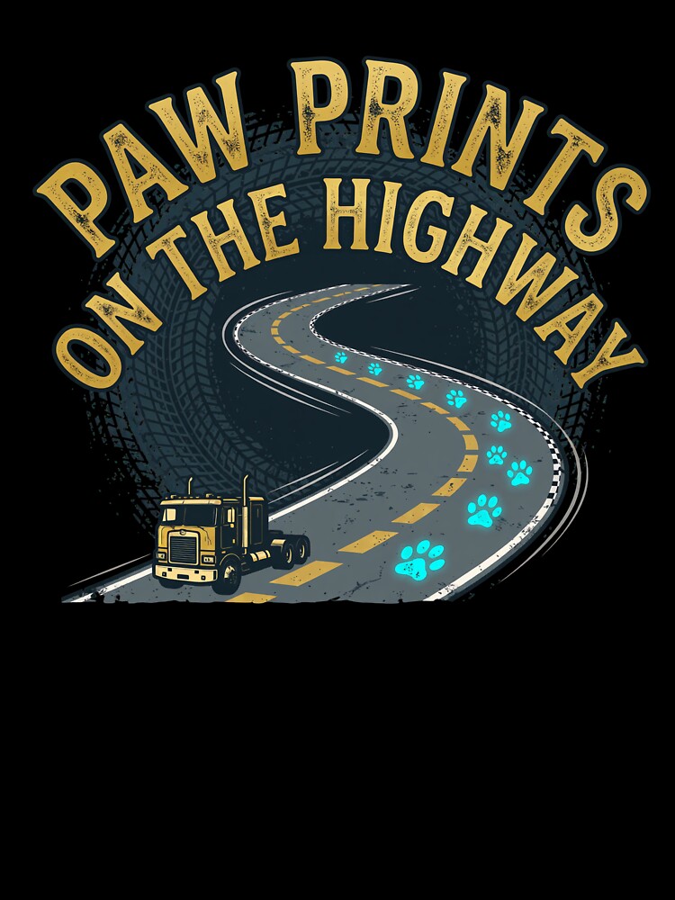Paw Prints On The Highway Truck Driver Dog Dad by GiaoCalonas