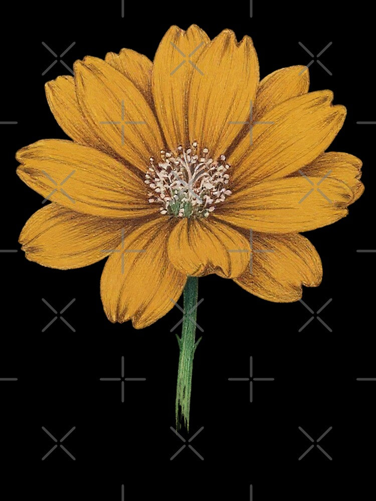 Copy of Golden Bloom — Original Mustard Yellow Flower Pencil Drawing Art by MoonHoneybyImani