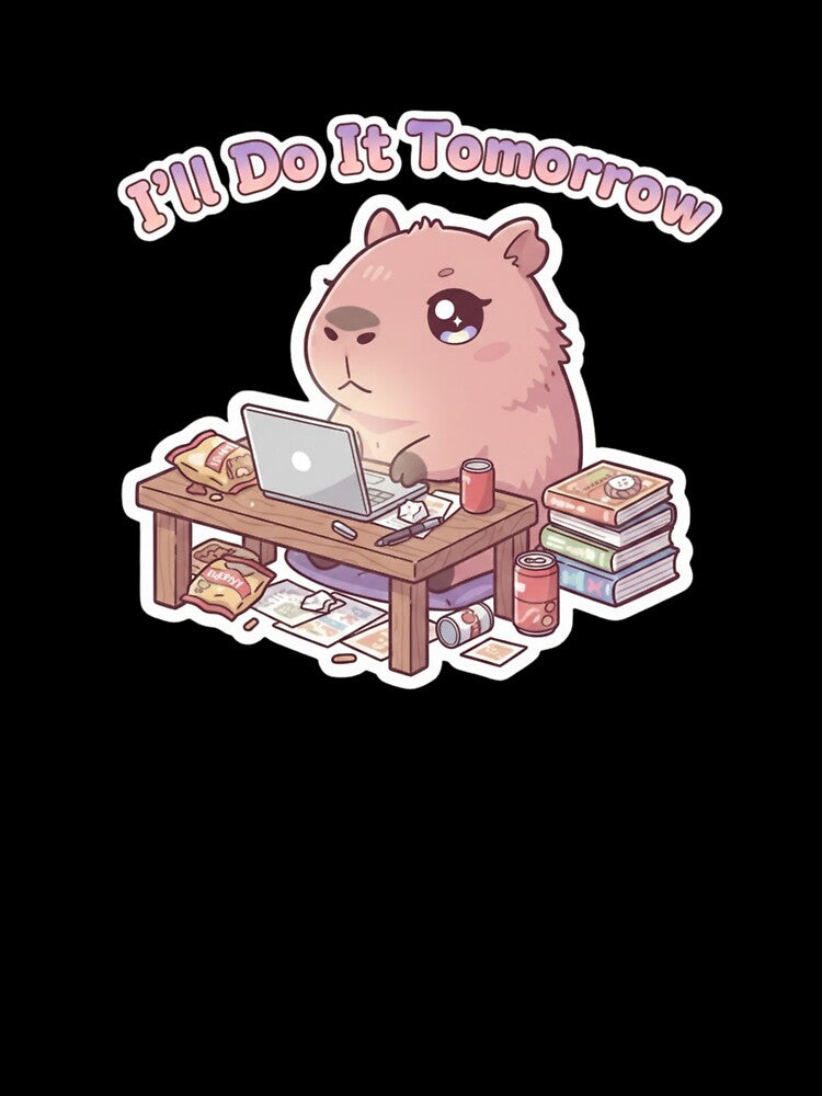 Capybara Procrastinating on Laptop – Funny Kawaii Animal by FRADEX STORE