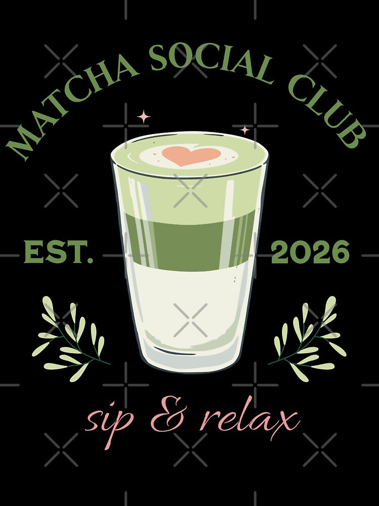 Matcha Social Club – Aesthetic Matcha Latte Illustration, Cute Café Style Design by Trend-Dify