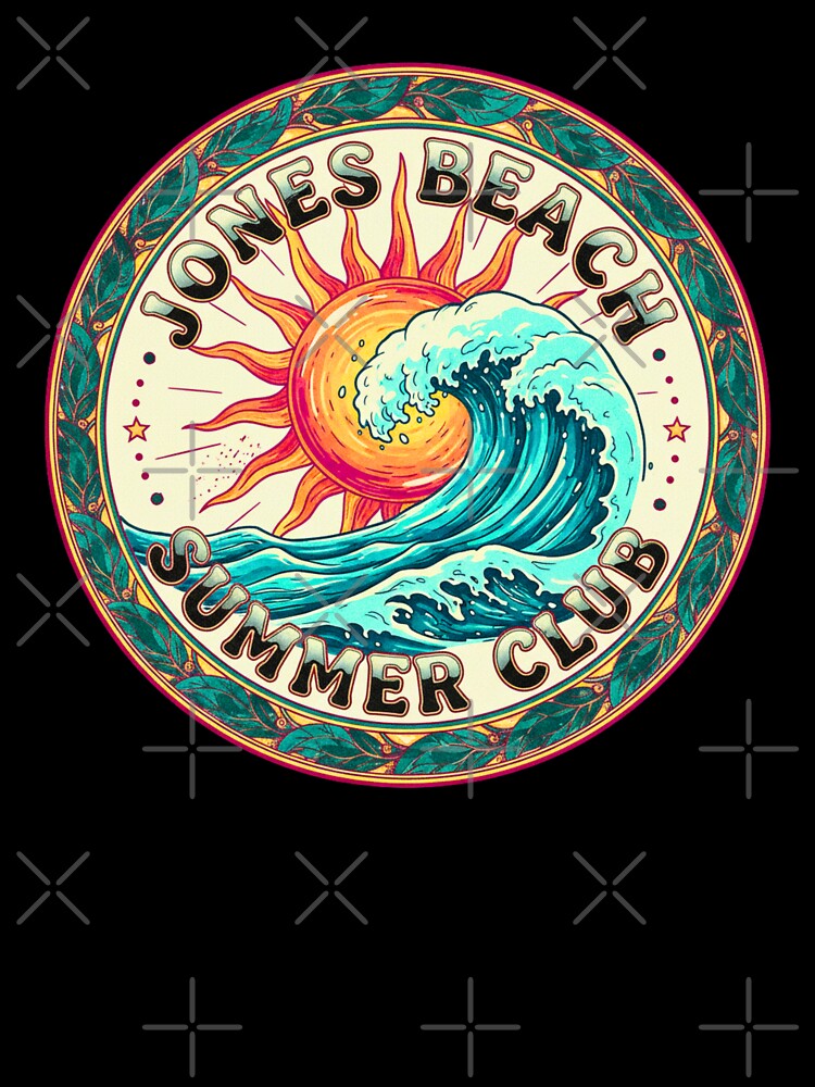 Jones Beach Summer Club Retro Badge - Vintage Sun & Waves by FitEnvy