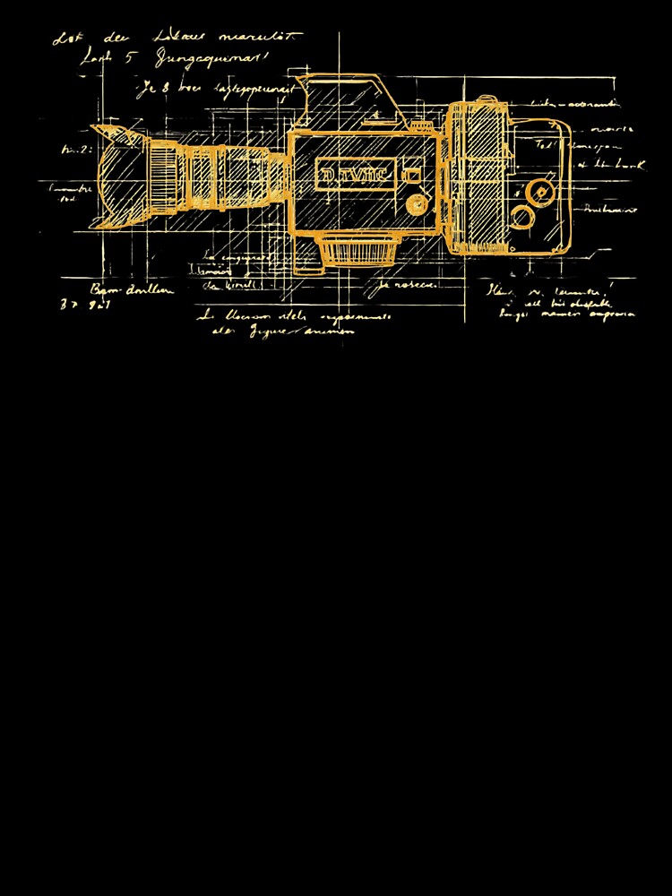 Renaissance Invention Sketch – Da Vinci Style Film Camera Art by KArtcore