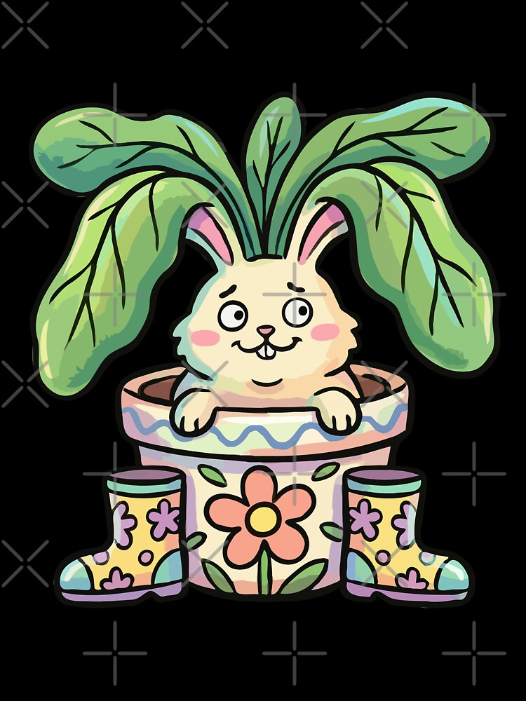 Cottagecore Garden Rabbit in Terra Cotta by Emegan Print Art
