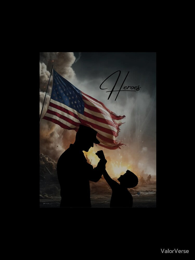 Heroes United: Flag, Father, Son by ValorVerse Unisex , , , Long Sleeve Tee