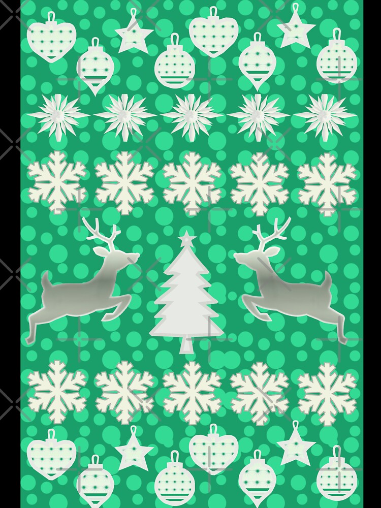 Green Christmas Reindeer & Snowflake Seamless Pattern by HopeAndHustle