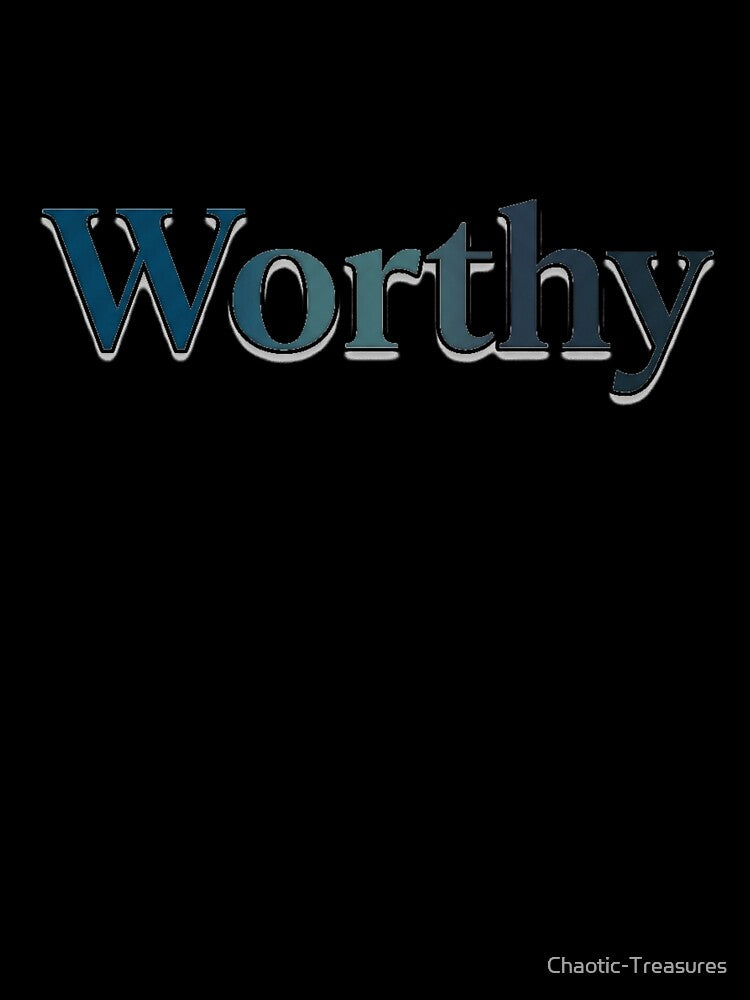 Worthy Elegant Serif T-Shirt - Ocean Depths Blue Minimalist by Chaotic-Treasures