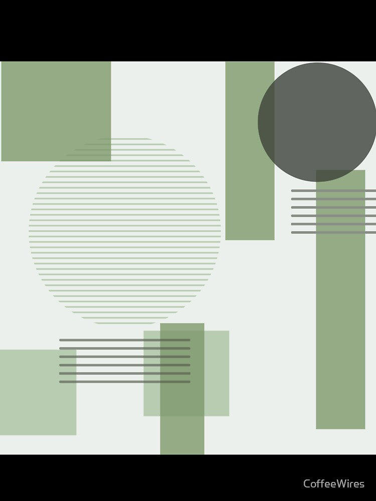 Green Sage Squares and Circles Earth Tones by CoffeeWires
