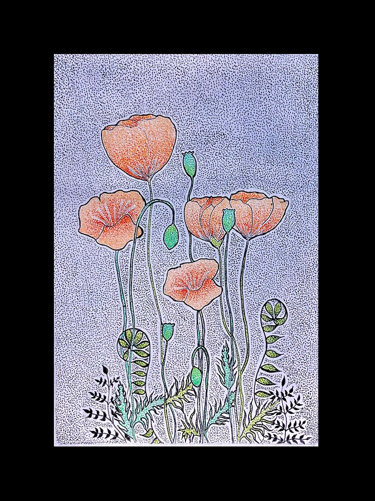 Pointillism Poppies by beccadot