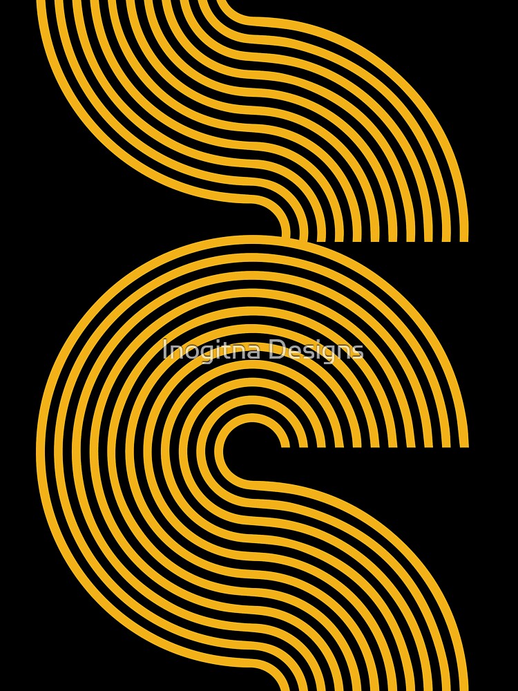 Yellow Retro Mid Century Modern Line Pattern by Inogitna Designs