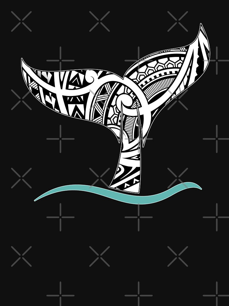 Whale Tail: Polynesian Black and White Tatau Inspired pattern by aokshirts