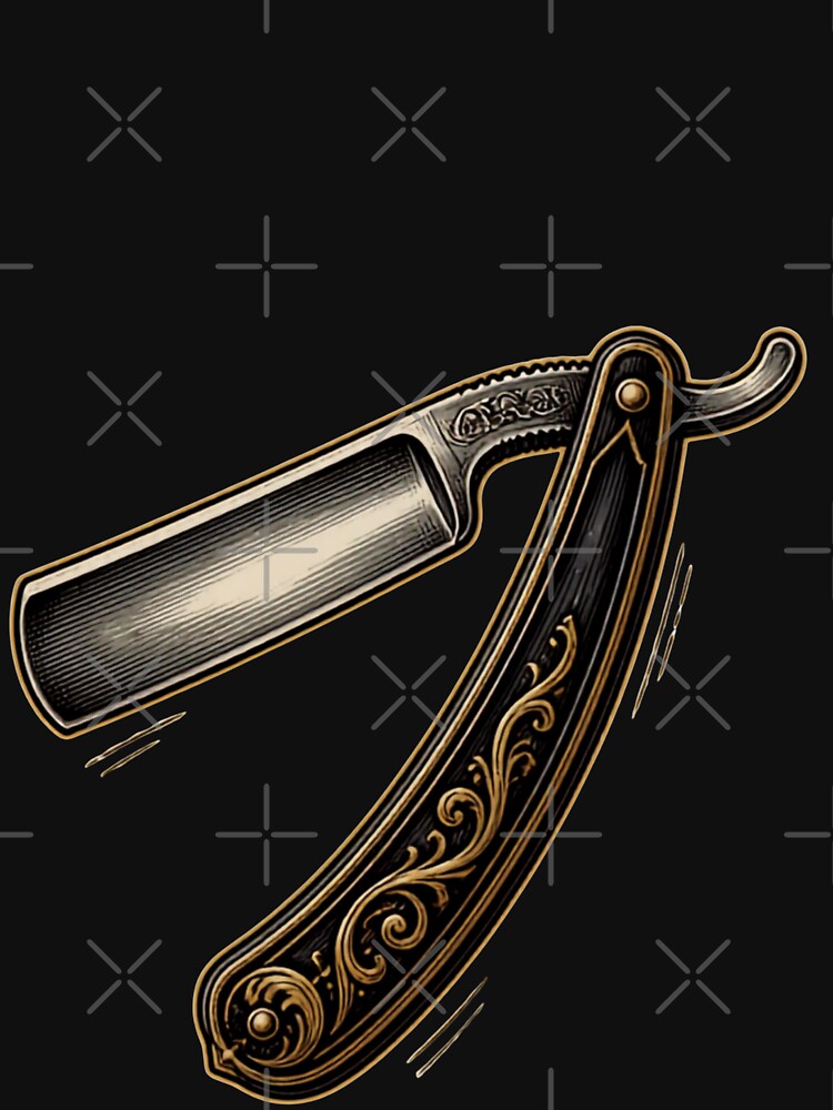 Ornate Straight Razor Minimalist Vintage Barber Art by Barber MD Culture