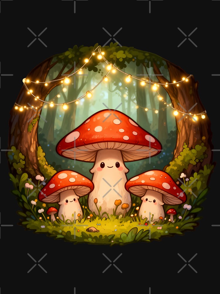 Cute Mushrooms in a Magical Forest by WrenAndWhimsy