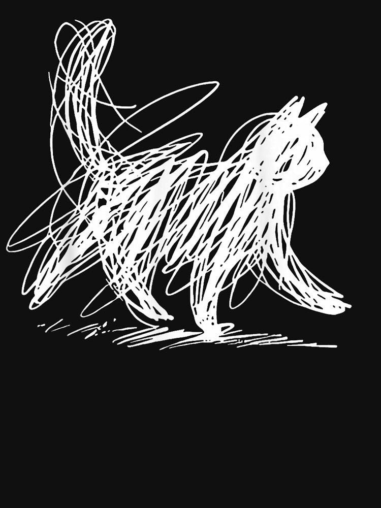 Scribble Cat Minimal Line Art Japanese by tarikusa02