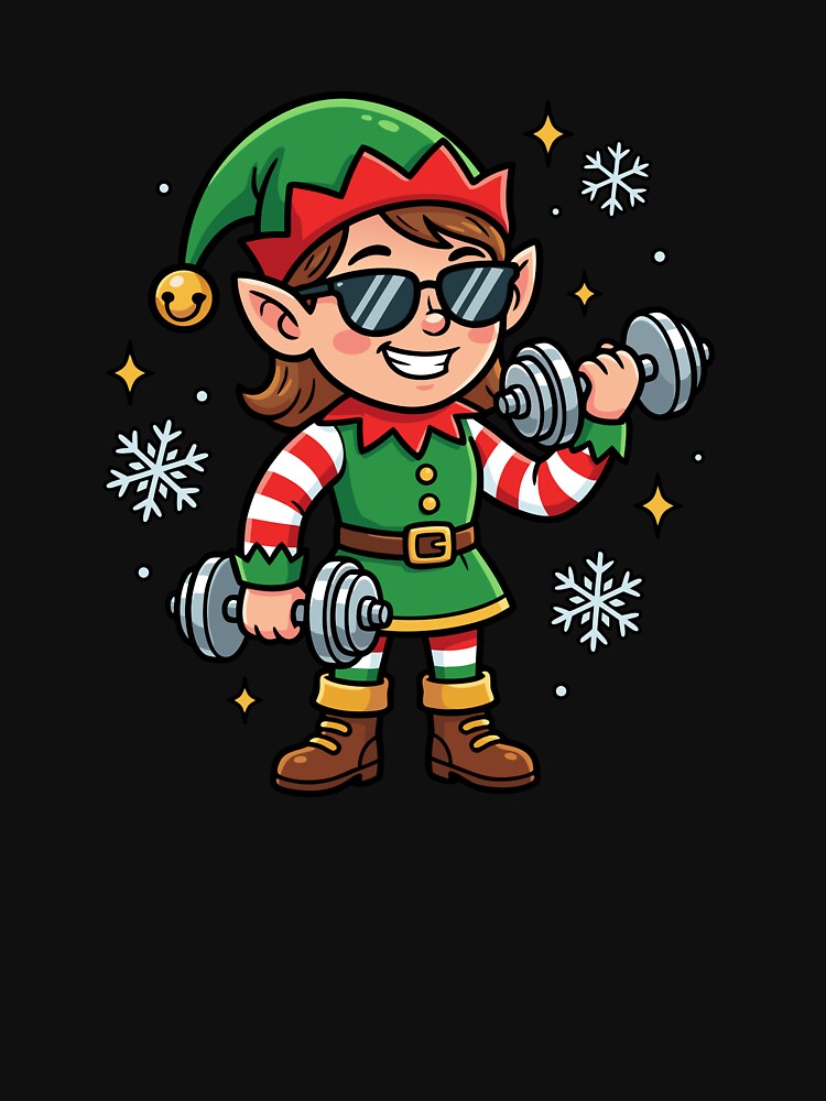 Christmas Elf Weightlifter Gym Women's Funny Workout Gear by DynamicDesign