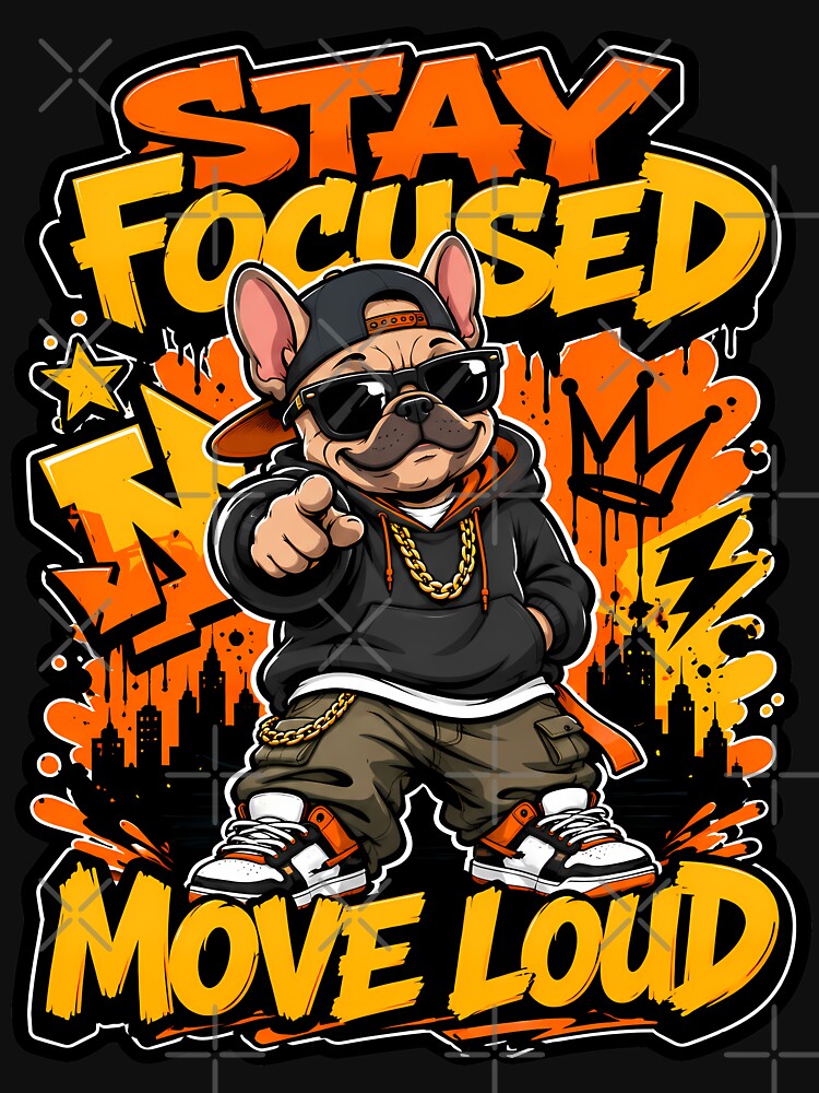 French Bulldog Hip Hop Stay Focused Street Motivation by Tong4130