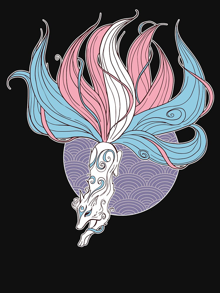 Transgender Pride Kitsune by Clara Hollins