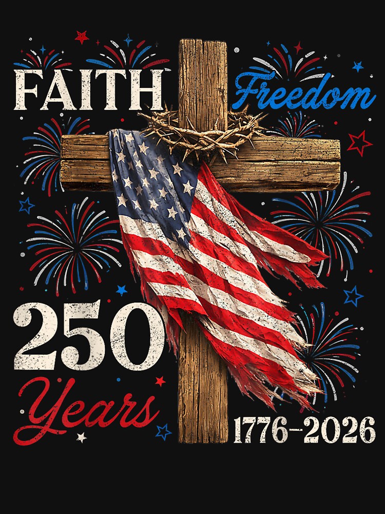 250 Years Faith And Freedom Christian Patriotic USA 1776 2026 Design by kiralynstration