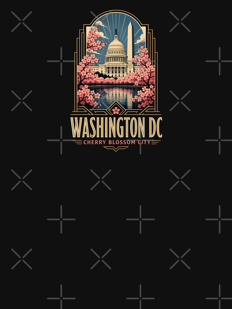 Washington DC Cherry Blossom City Art Deco by Fenay Designs