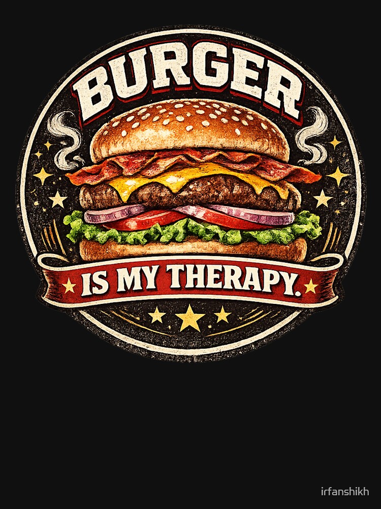 Burger Is My Therapy: Wellness Motivation Vintage Badge Design by irfanshikh