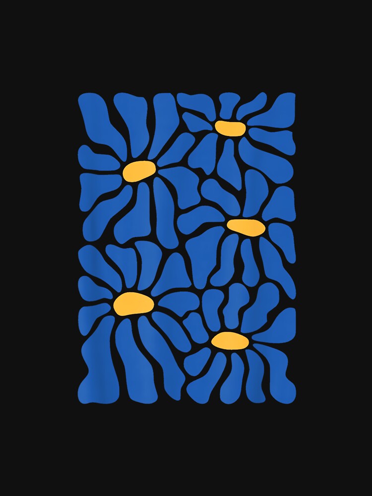 Vintage Blue and Yellow Abstract Floral Art by CherylCGarrison