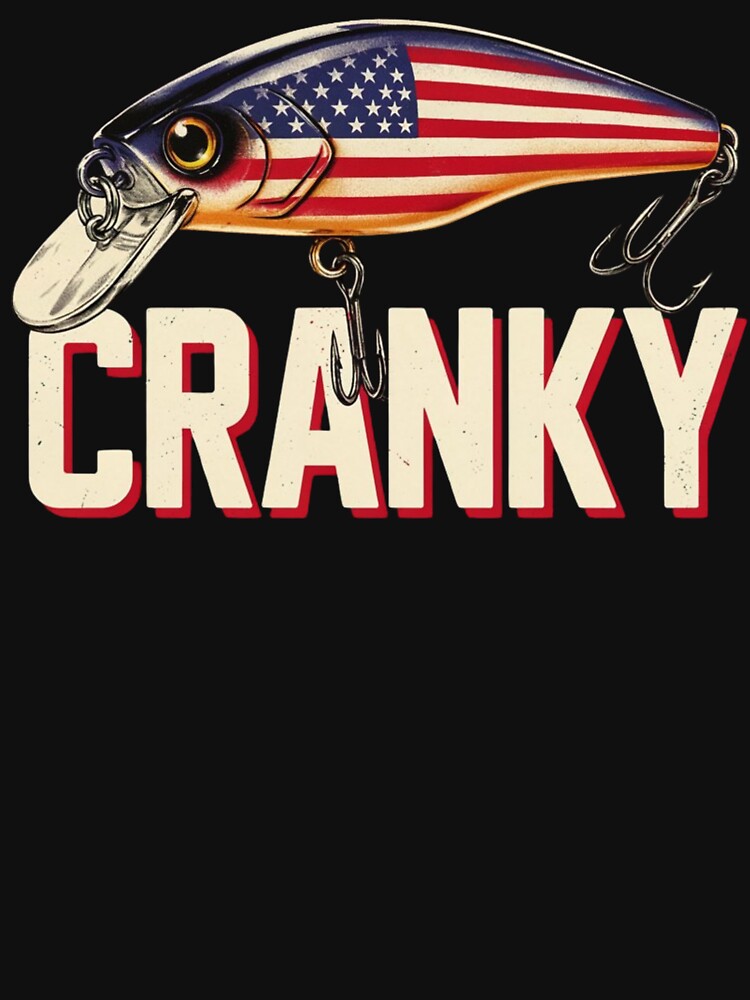 Cranky USA Flag Funny Crankbait Fishing Lure Fathers Day by Dabbing Turtle Designs
