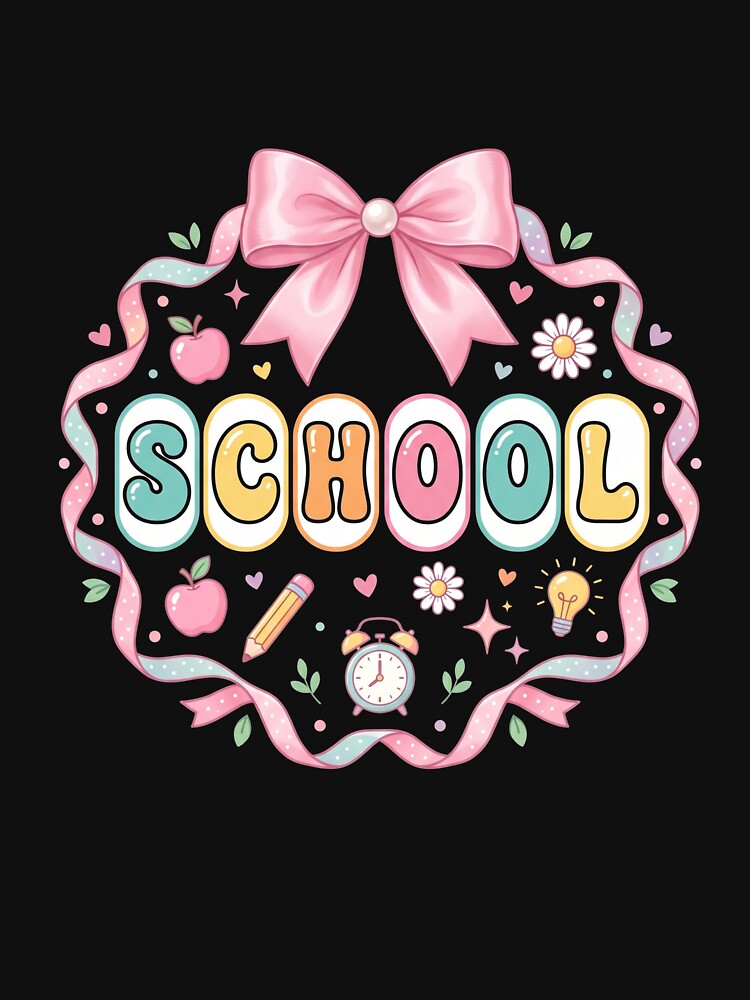 School Coquette Bow Pink Pastel Cute Girl Shirt by SofenArt