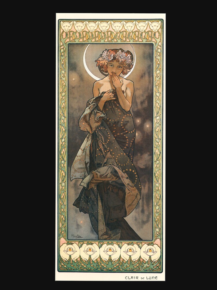 Alphonse Mucha art nouveau, CLAIR DE LUNE,Elegant Beauty - Alphonse Mucha Inspired Art by RaspberryEM