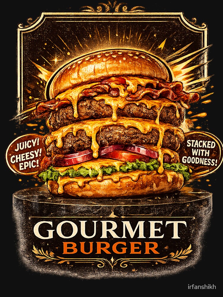 Gourmet Burger: Luxury Excellence Stacked Cheeseburger Premium by irfanshikh