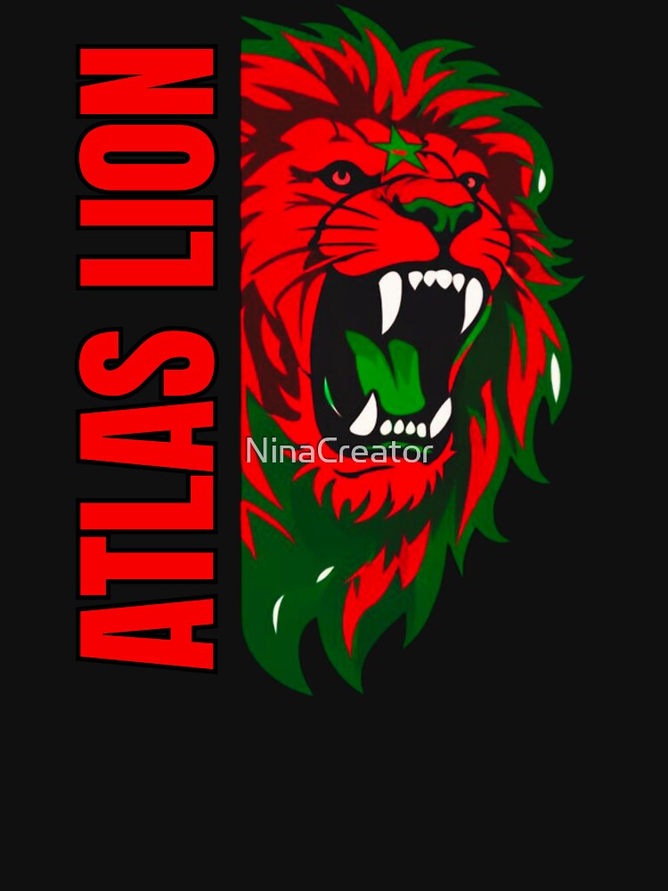 Lion du Maroc, Lion de l’Atlas,Moroccan Lion, Morocco Lion T Shirt, Maroc football, Morocco football fan by NinaCreator