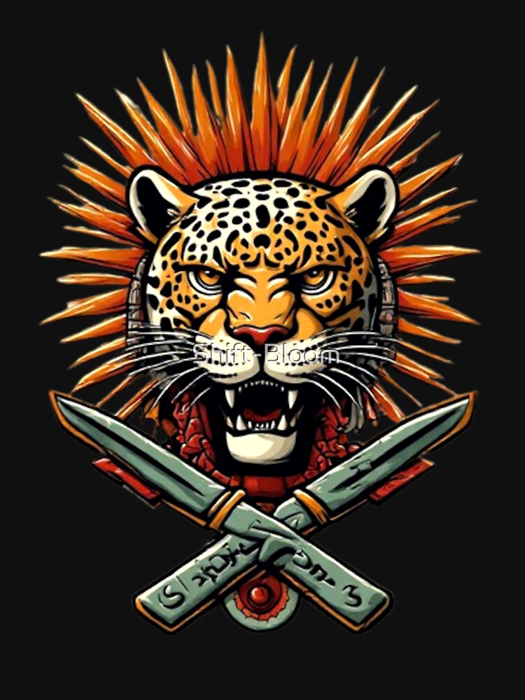 Fierce Jaguar with Sunburst & Crossed Blades | Elysium Echoes Icon by Shift-Bloom