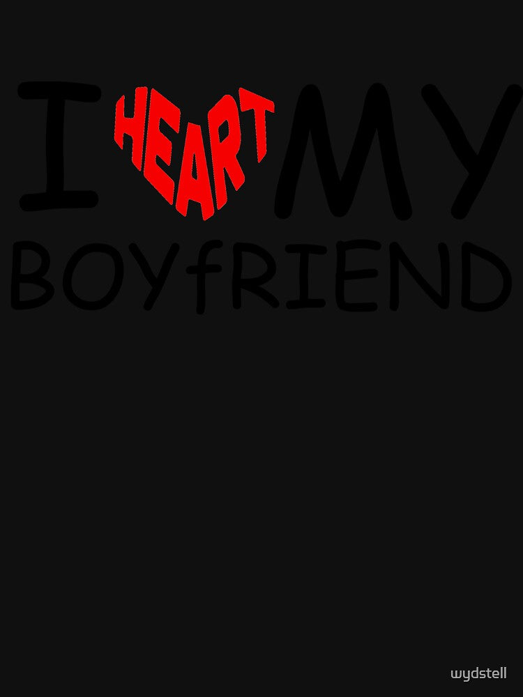 I Heart My Boyfriend Unisex Heavy Cotton Tee, Cute Gift for Him, Valentine's Day Shirt, Everyday Casual Wear, Love T-Shirt by wydstell
