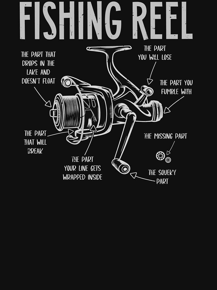 The Parts Of A Fishing Reel Funny Fisherman Angler Humor by StickChic