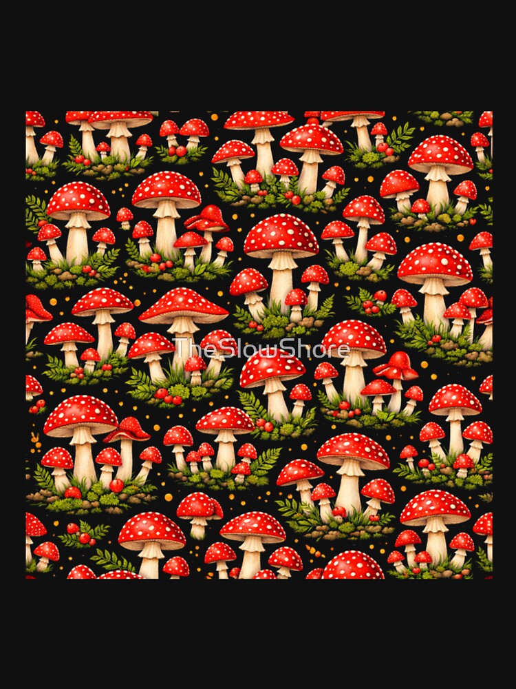 Amanita Mushroom Pattern – Cottagecore Forest Aesthetic by TheSlowShore