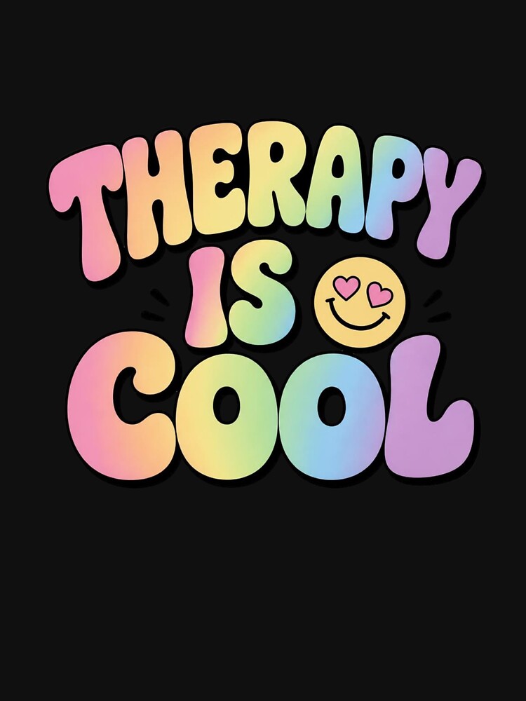 Therapy Is Cool retro 90s bubble letters mental health gift by language-des