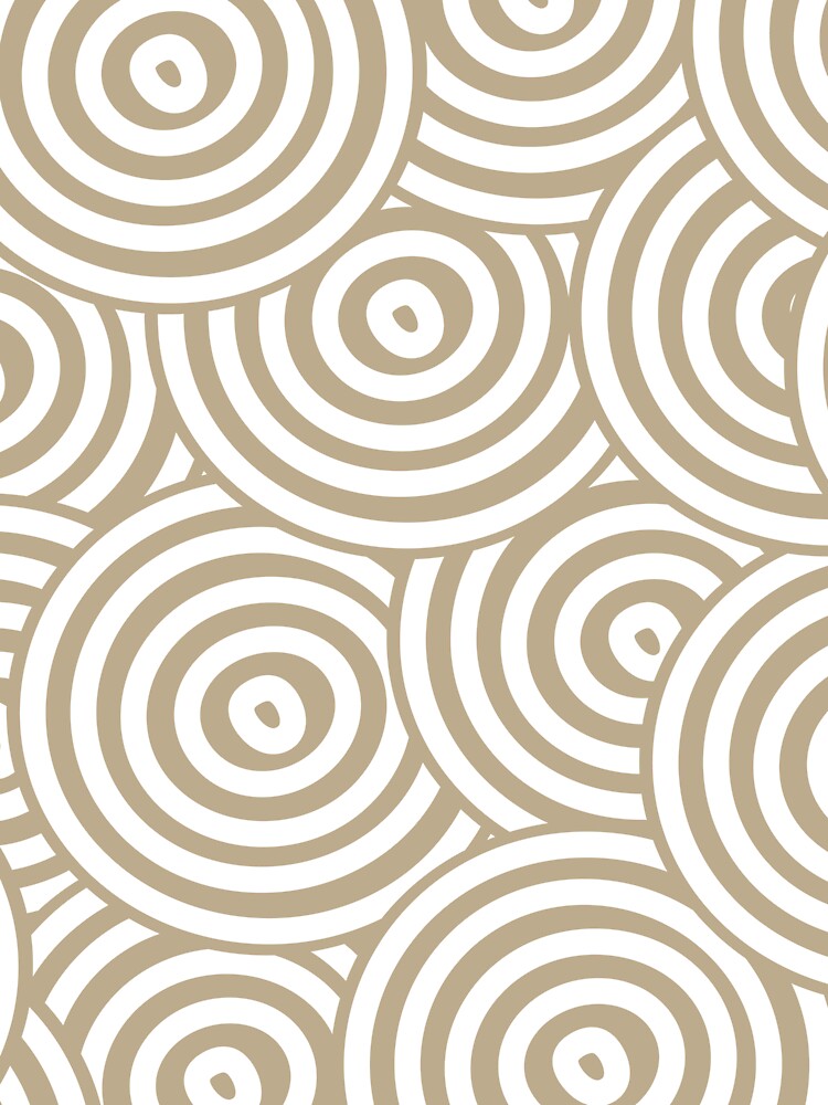 Tan and White Hypnotic Circle Pattern Pairs DE 2022 Trending Color Bamboo Screen DE6193 by ColorOfTheYears