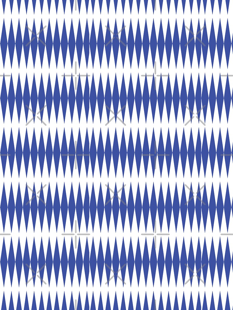Geometric Spike Pattern – Navy Blue Minimalist Ikat Abstract Mid Century Modern Print by Zaya_art