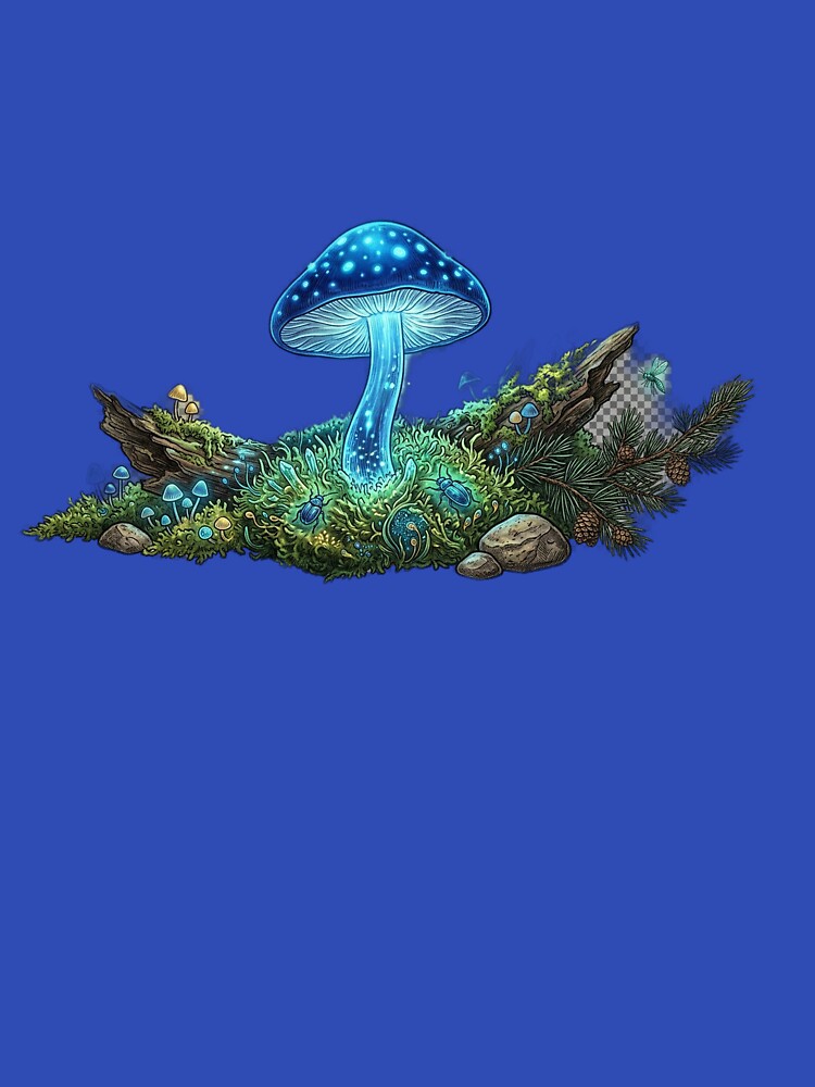 Glowing Bioluminescent Mushroom in Enchanted Moss by GrzywaM