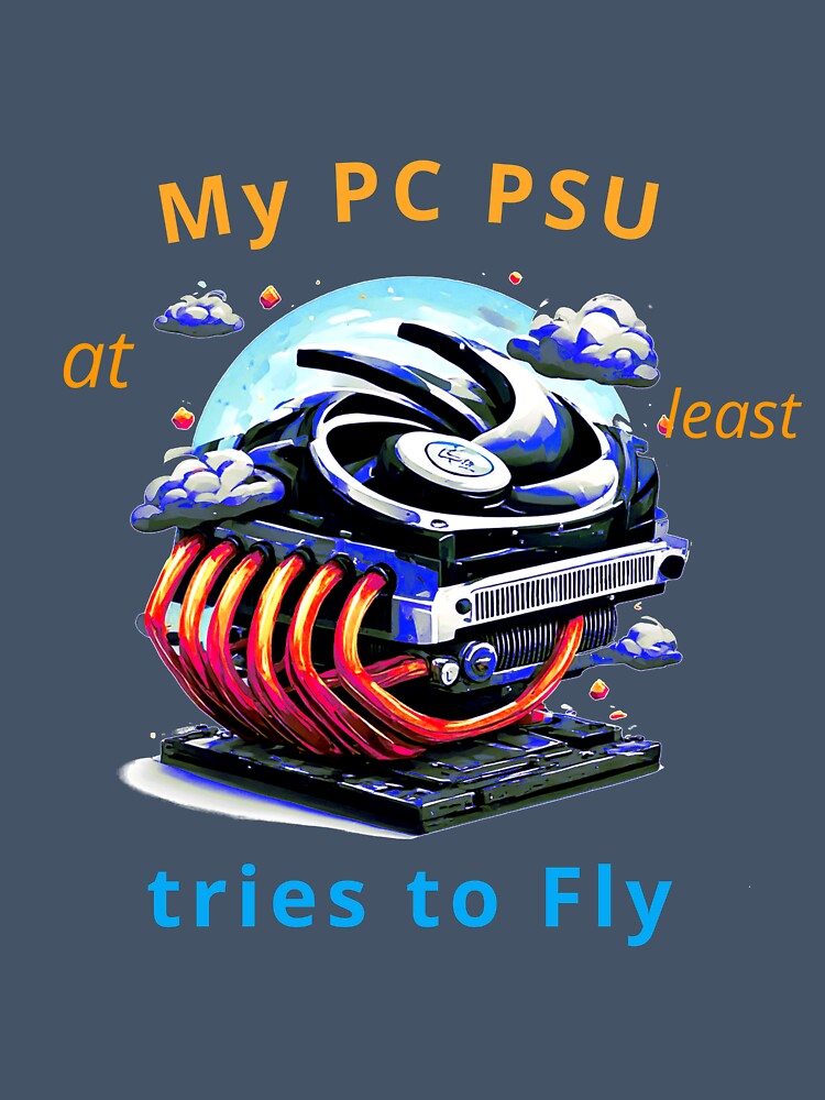 PSU tries to Fly, a funny computer gift, for the geek and cpmputer lover by PiperParrot