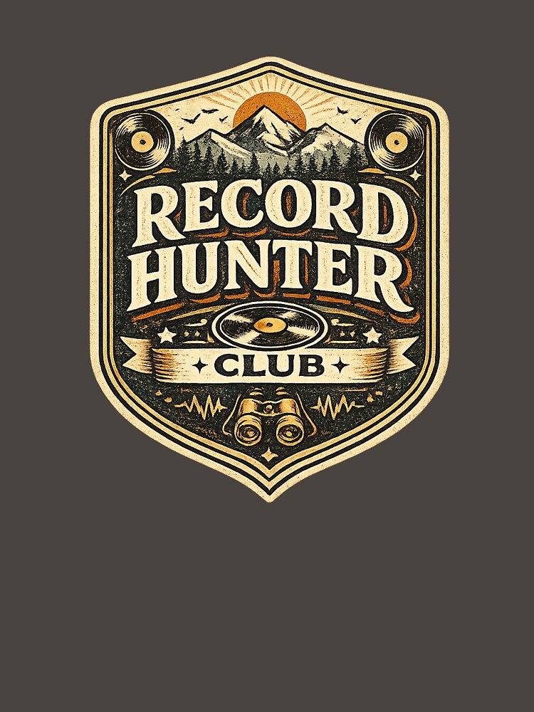 Record Hunter Club – Vintage Vinyl Adventure Badge by Golden Era Studio