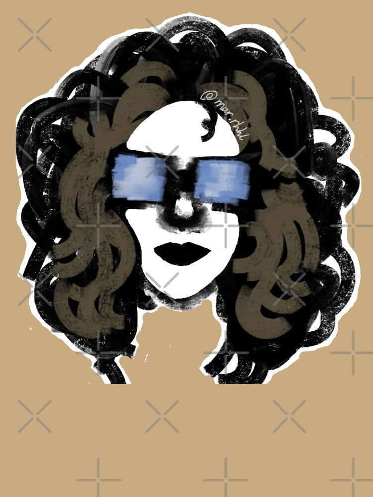 Woman with curly hair wearing sunglasses by Mermaso Art