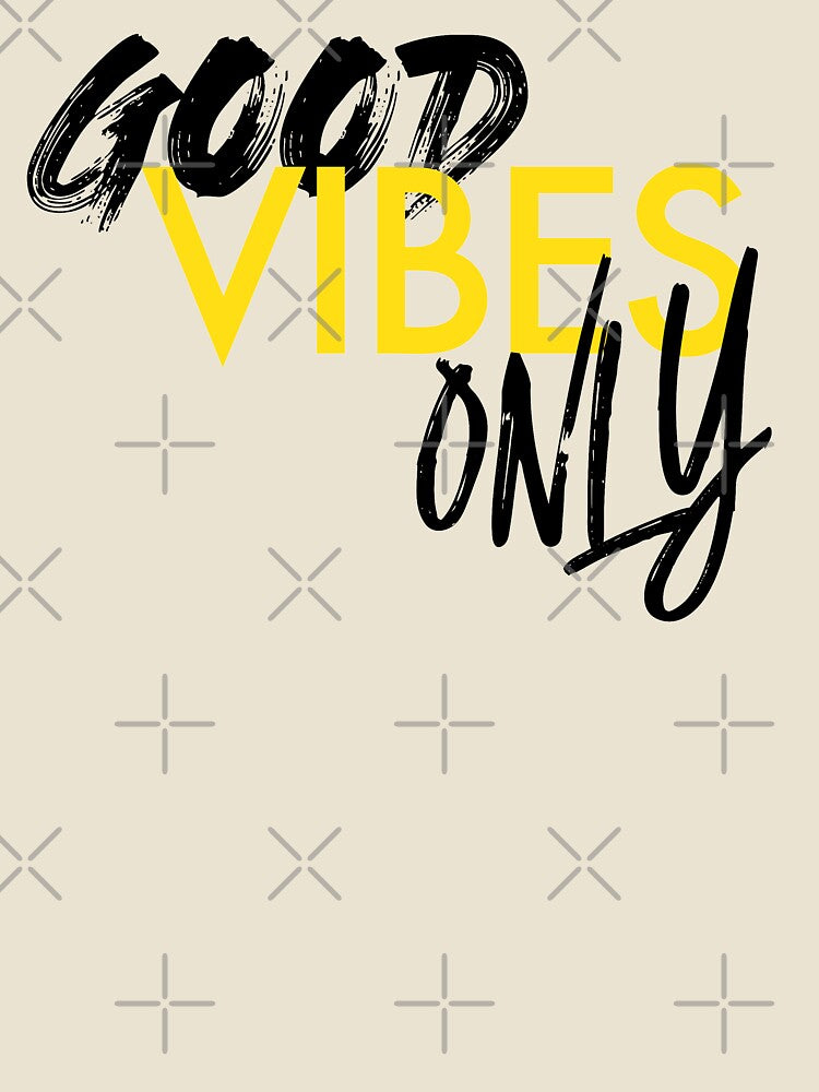 Modern, vibrant, fun, cheerful graphic design of "Good Vibes Only" by theendup