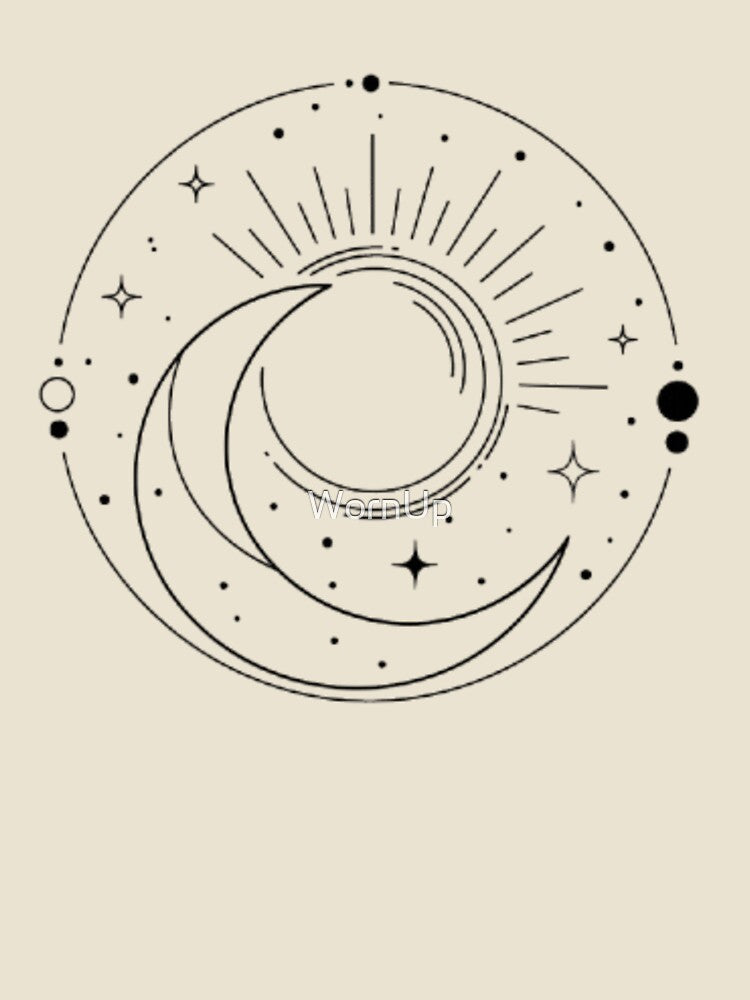 Sun and Moon Minimalist – Celestial Line Art Design by WornUp