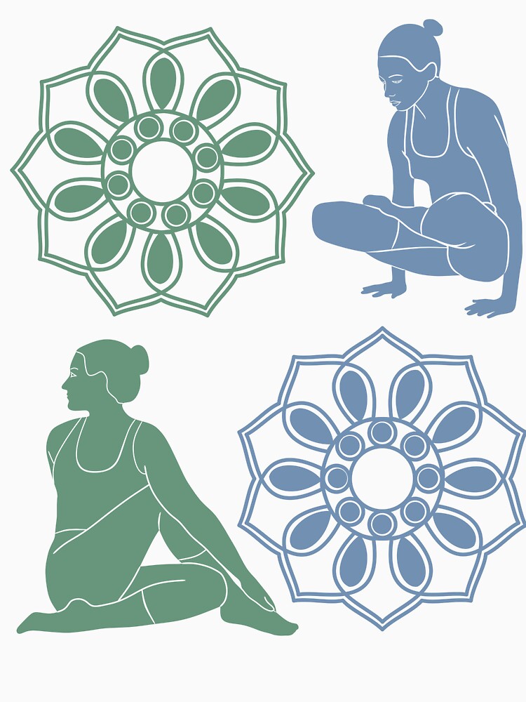 Two Yoga Poses With Mandalas by Laanas