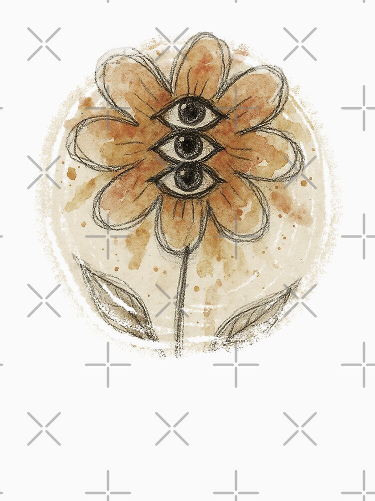 RETRO SURREAL FLOWER WITH EYES by LIS AND MELIVERSO