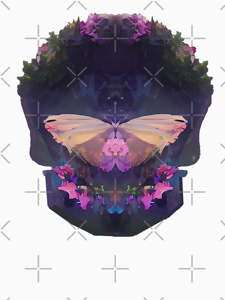 Painting Butterfly Flowers Skull by CattlettArt
